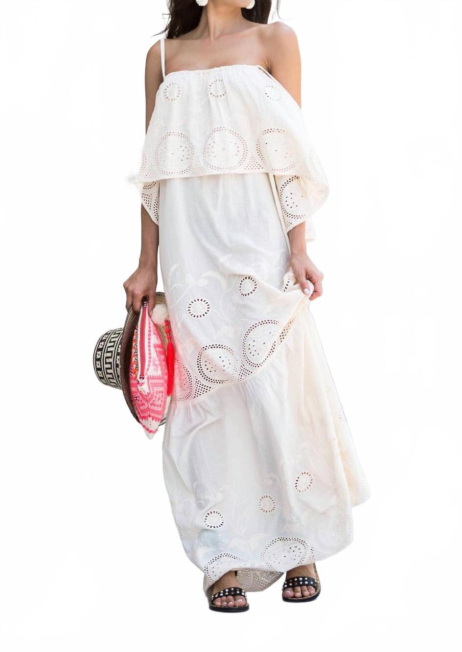 NEW GUADALUPE DESIGN florencia maxi dress in beige